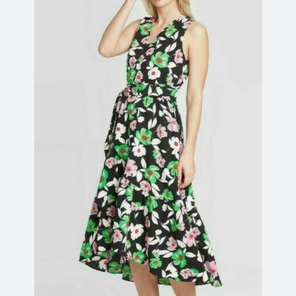Who What Wear Dress Sz XS Floral Print Sleeveless V-neck Wrap  NWT - Picture 1 of 14